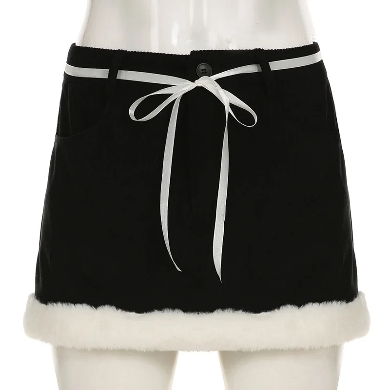 Winter corduroy low waist solid color patchwork skirt spicy girl bow slimming mini skirts
Winter corduroy low waist solid color patchwork skirt spicy girl bow slimming mini skirts