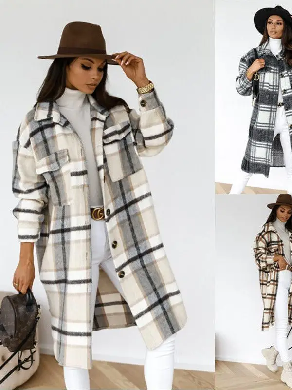 Women's Long Plaid Print Shirt Jacket Autumn Winter Street Style Straight Cut Cotton Collar Button up Resistant Deformation
Women's Long Plaid Print Shirt Jacket Autumn Winter Street Style Straight Cut Cotton Collar Button up Resistant Deformation