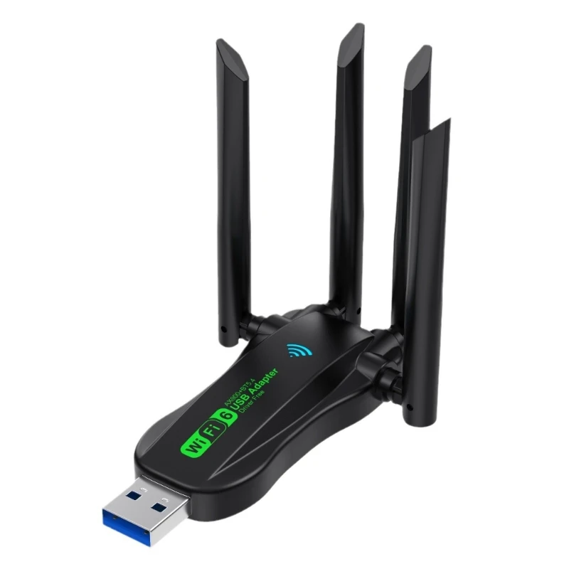 U55B Fast Speed WiFi 6 Networking Card 5GHz Two Band 900Mbps Auto Channel Selection DriverFree Setups Rubberized Shell For PC