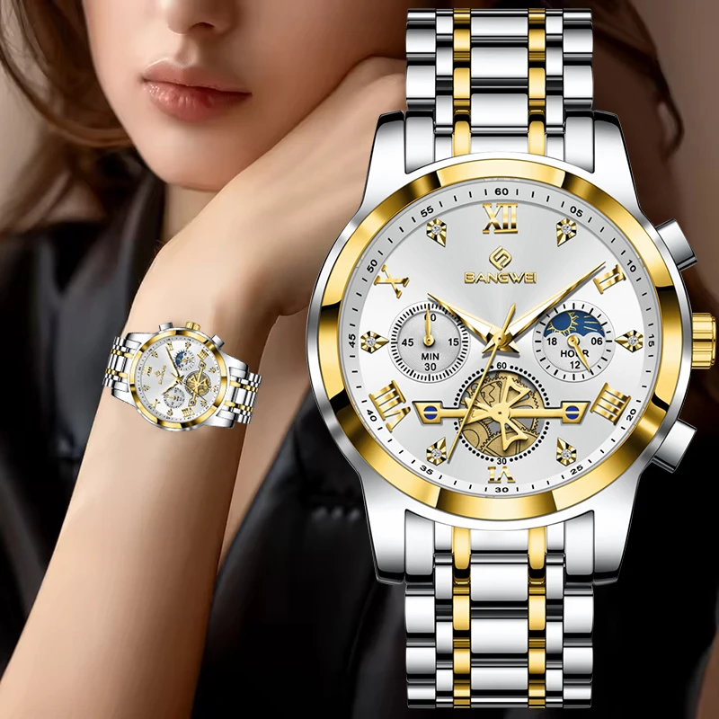 BANGWEI New Women's Watches Fashion Top Brand Luxury Diamond Watch For Women Elegant Waterproof Quartz Chronograph Montre Femme
BANGWEI New Women's Watches Fashion Top Brand Luxury Diamond Watch For Women Elegant Waterproof Quartz Chronograph Montre Femme