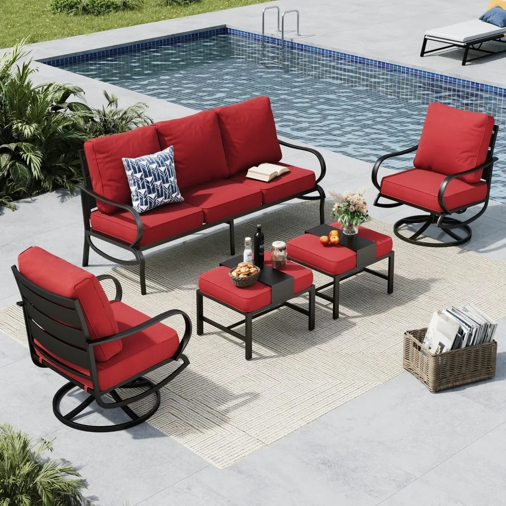 5 Pieces Patio Conversation Sets,Outdoor Metal Furniture Sofas with 1 x 3-Seat Sofa, 2 x Swivel Chairs,2 x Ottoman.
5 Pieces Patio Conversation Sets,Outdoor Metal Furniture Sofas with 1 x 3-Seat Sofa, 2 x Swivel Chairs,2 x Ottoman.