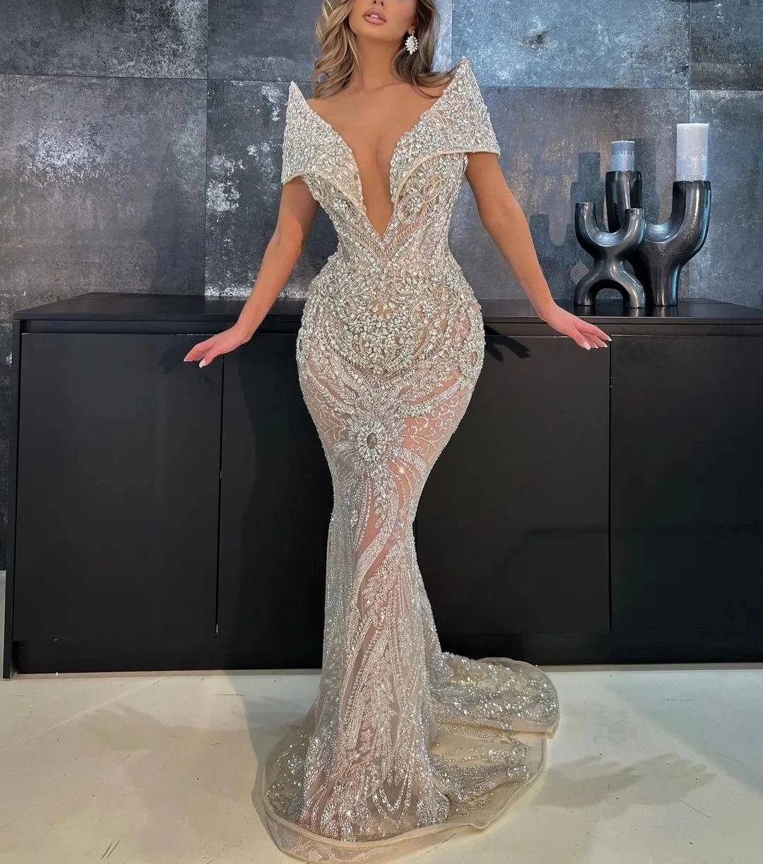 Gorgeous Prom Dresses Crystal Sequins Mermaid Illusion Evening Gowns Off Shoulder Custom Made Robe De Soirée
Gorgeous Prom Dresses Crystal Sequins Mermaid Illusion Evening Gowns Off Shoulder Custom Made Robe De Soirée