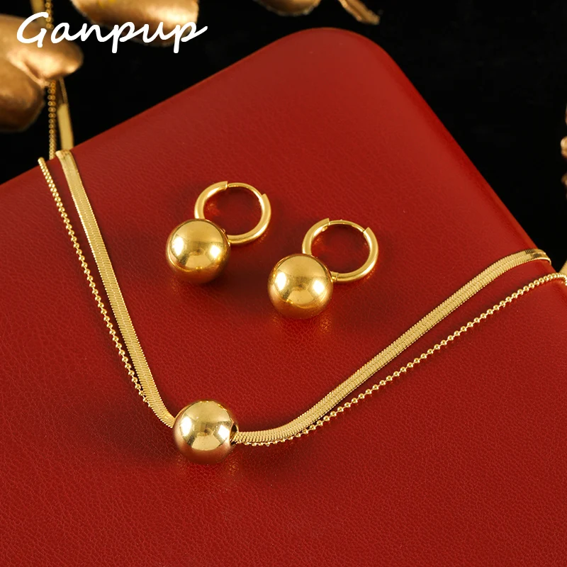 GANPUP 316L Stainless Steel Metal Bead Ball Necklace Earrings Gold Color Waterproof Fashion Unusual Statement Jewelry Set New
GANPUP 316L Stainless Steel Metal Bead Ball Necklace Earrings Gold Color Waterproof Fashion Unusual Statement Jewelry Set New