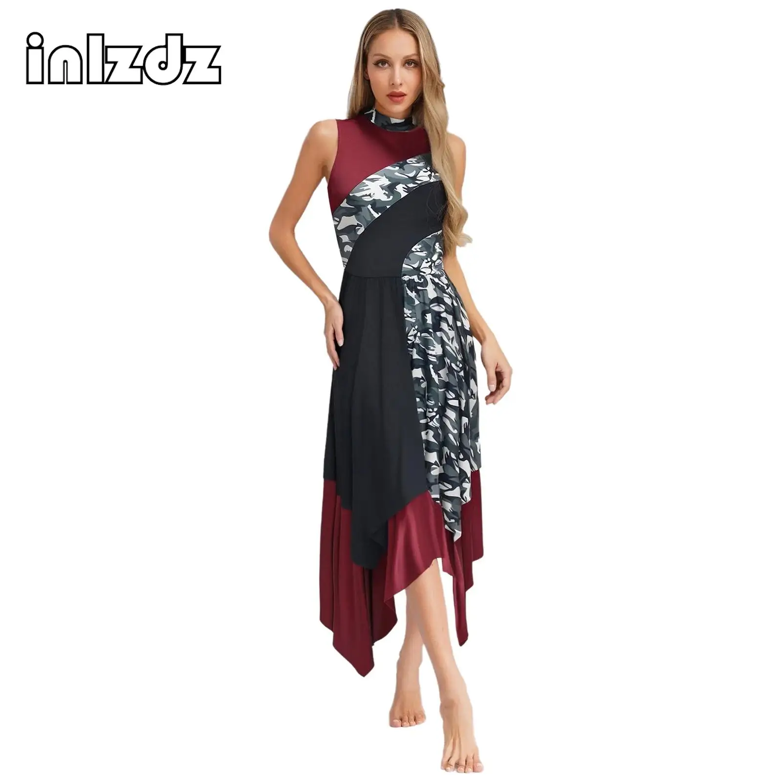 Womens Worship Praise Tunic Dress Mock Neck Sleeveless Patchwork Asymmetrical Dress Lyrical Liturgical Dance Performance Costume
Womens Worship Praise Tunic Dress Mock Neck Sleeveless Patchwork Asymmetrical Dress Lyrical Liturgical Dance Performance Costume