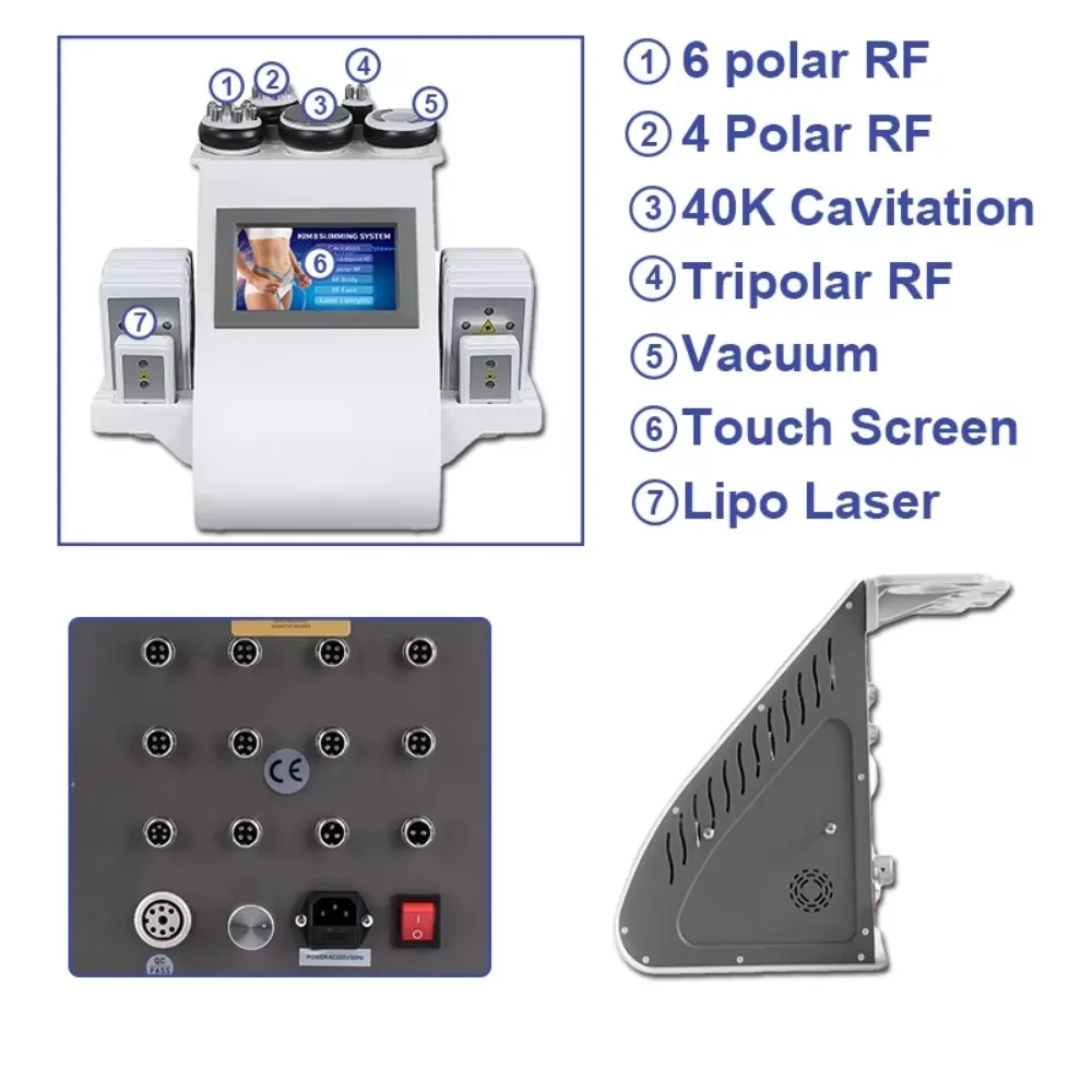 Professional 6 in 1 Body Shaping Machine Cavitation 40K Lipolaser Vacuum Ultrasonic for Fat Loss Skin Lifting Wrinkle Reduction
Professional 6 in 1 Body Shaping Machine Cavitation 40K Lipolaser Vacuum Ultrasonic for Fat Loss Skin Lifting Wrinkle Reduction