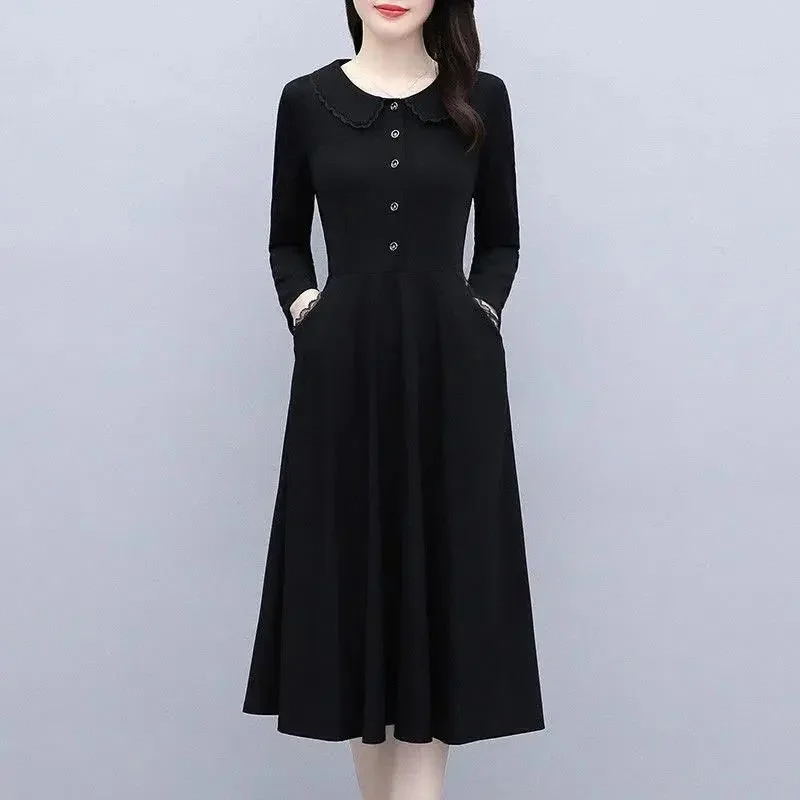 Feminine Solid Color Long Dresses Korean Ladies Doll Collar Large Size 5XL Vestidos Spring Autumn Women Long Sleeves Maxi Dress
Feminine Solid Color Long Dresses Korean Ladies Doll Collar Large Size 5XL Vestidos Spring Autumn Women Long Sleeves Maxi Dress