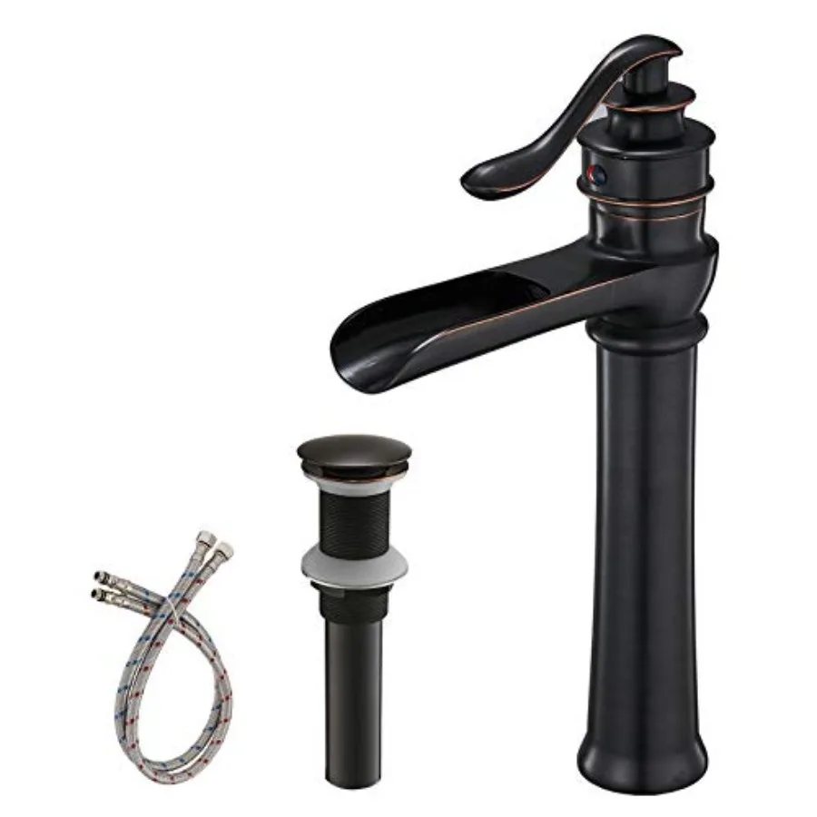 Vessel Sink Faucet Waterfall Singe Hole Black Bathroom Sink Faucet Handle with Pop Up Drain Assembly Stopper Without Overflow S
Vessel Sink Faucet Waterfall Singe Hole Black Bathroom Sink Faucet Handle with Pop Up Drain Assembly Stopper Without Overflow S