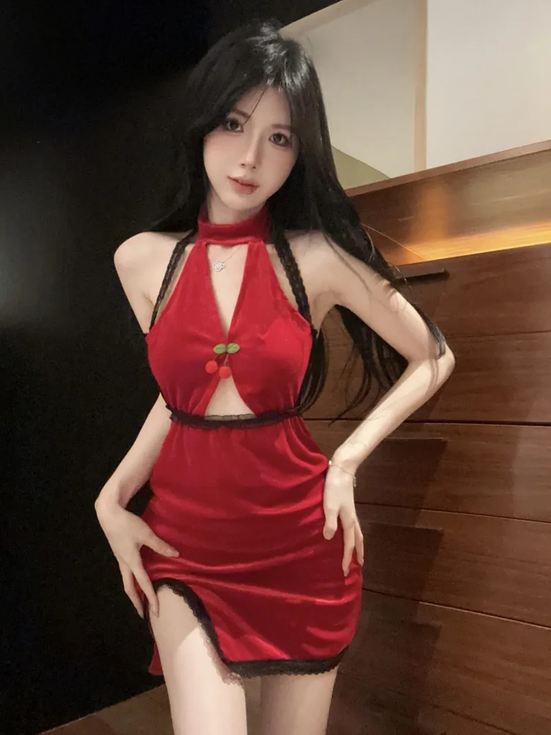 Design Sense Pure Desire Sexy Big Backless Red Sleeveless Velvet Spicy Girl Slim Hip Hugging Christmas Dress Sweet YYA8
Design Sense Pure Desire Sexy Big Backless Red Sleeveless Velvet Spicy Girl Slim Hip Hugging Christmas Dress Sweet YYA8