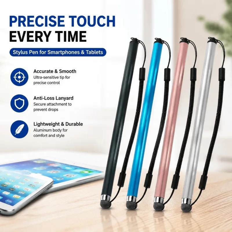 Universal Capacitive Stylus Touch Screen Pen Anti-lost Lanyard Design Portable Phone Tablet Writing Pointer Smooth Screen
Universal Capacitive Stylus Touch Screen Pen Anti-lost Lanyard Design Portable Phone Tablet Writing Pointer Smooth Screen