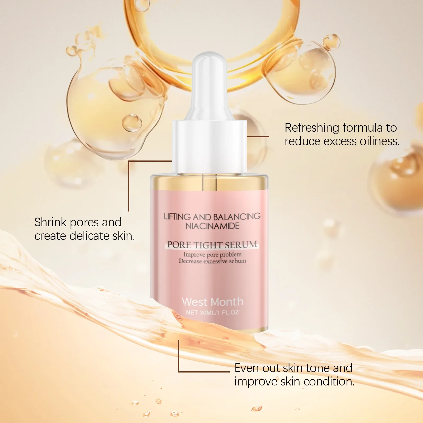 Pore Shrinking Essence Remove Wrinkles Remove Dark Spot Fade Acne Mark Relieve Redness Hydrate Brightening Tightening Face Serum
Pore Shrinking Essence Remove Wrinkles Remove Dark Spot Fade Acne Mark Relieve Redness Hydrate Brightening Tightening Face Serum