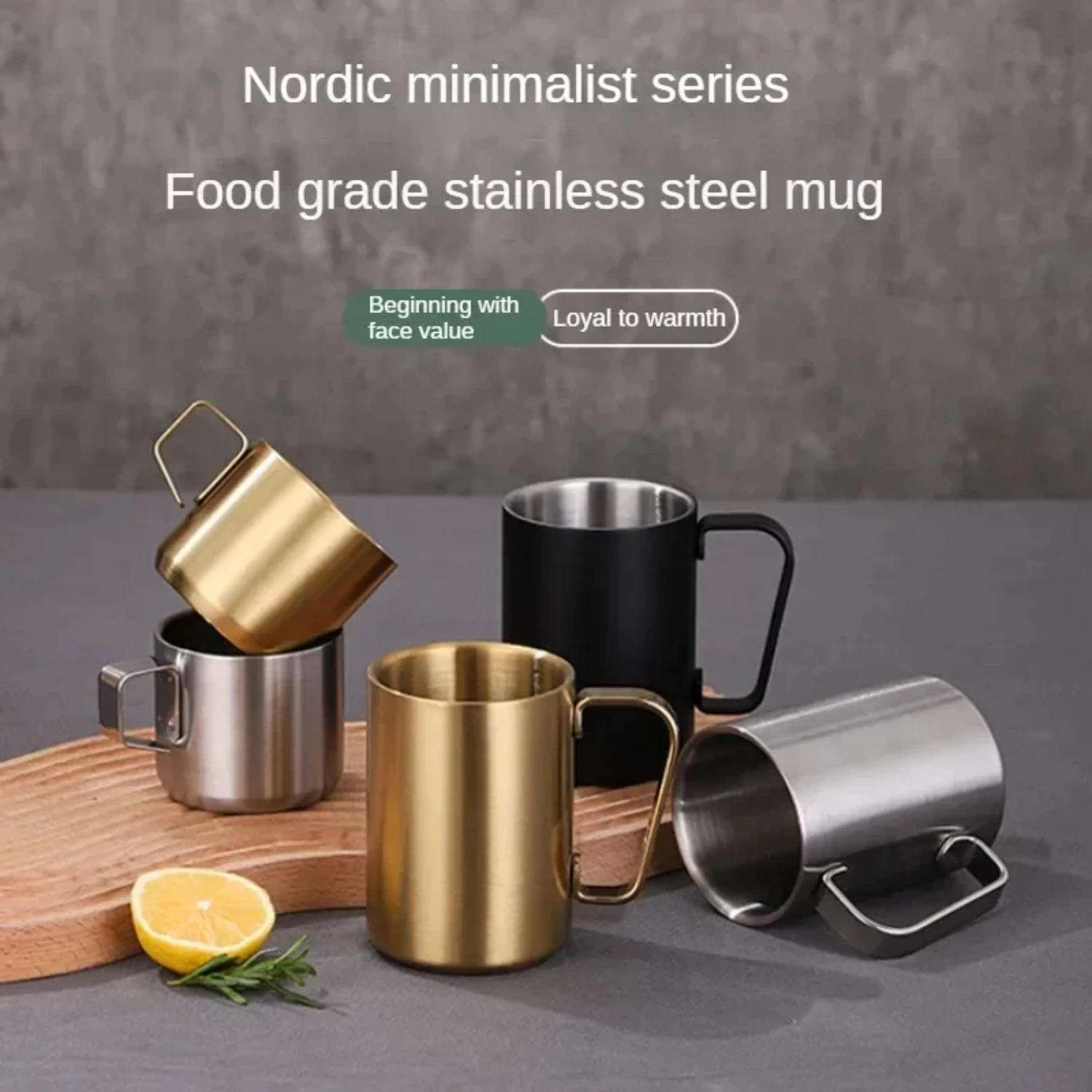 304 Creative Stainless Steel Coffee Cup Double Bottom Mug Anti-Scald Drop-Resistant Mug with Handle Solid Color Office Cup
304 Creative Stainless Steel Coffee Cup Double Bottom Mug Anti-Scald Drop-Resistant Mug with Handle Solid Color Office Cup