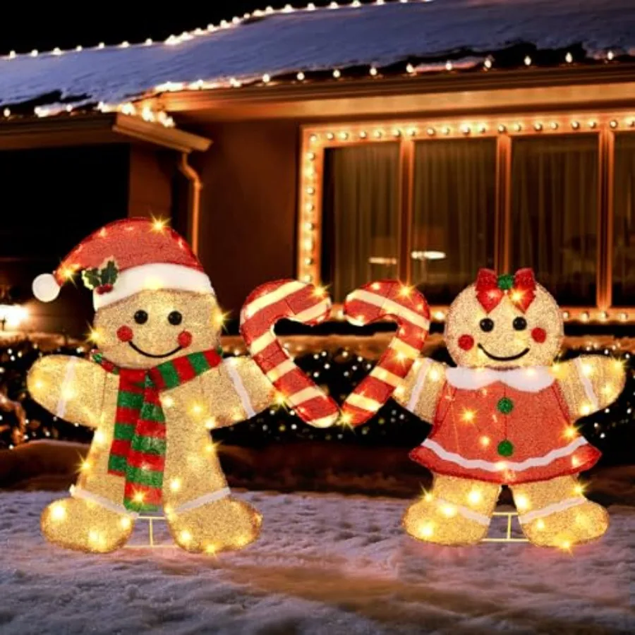 22.5'' Lighted Christmas Yard Decoration 2pcs Light Up Gingerbread Man Couple Christmas Outdoor Decorations Sign Waterproof for
22.5'' Lighted Christmas Yard Decoration 2pcs Light Up Gingerbread Man Couple Christmas Outdoor Decorations Sign Waterproof for