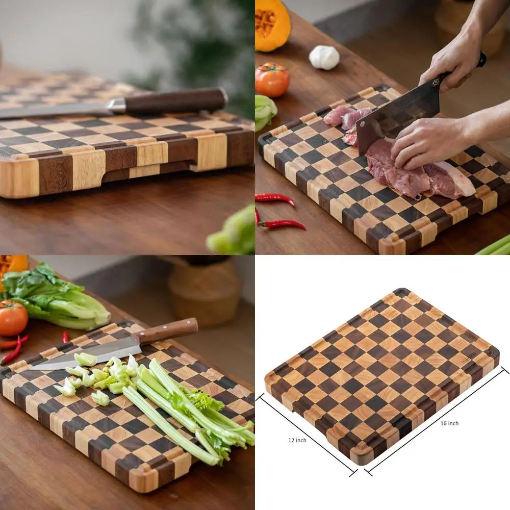 16x12 Inch Acacia & Rubberwood End Grain Chopping Board with Juice Groove and Legs for Kitchen
16x12 Inch Acacia & Rubberwood End Grain Chopping Board with Juice Groove and Legs for Kitchen