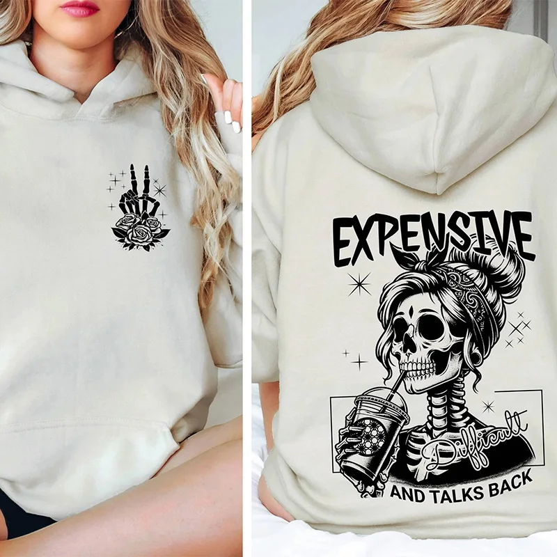 Halloween Long Sleeved Hooded Sweatshirt With Skull Print Pure Cotton Loose Casual Hoodie Women Street Fashion Trend Sports Top
Halloween Long Sleeved Hooded Sweatshirt With Skull Print Pure Cotton Loose Casual Hoodie Women Street Fashion Trend Sports Top