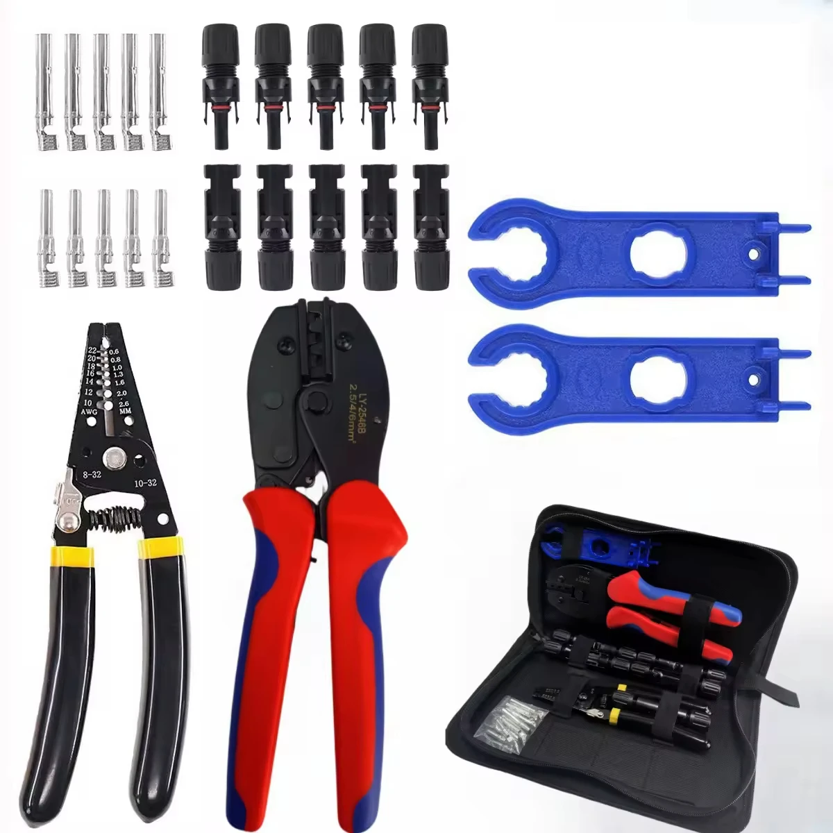 Multi-Functional Solar Crimper Pliers Kit Photovoltaic Cutting Connectors Hardware with Tool Set Bag for Solar-Related Products
Multi-Functional Solar Crimper Pliers Kit Photovoltaic Cutting Connectors Hardware with Tool Set Bag for Solar-Related Products