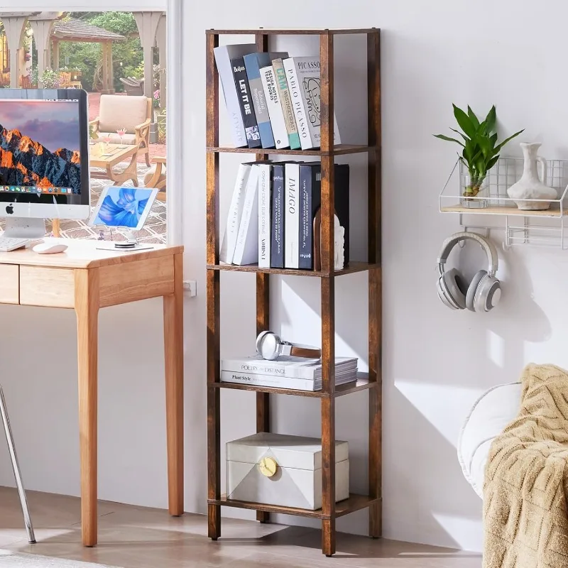 54in Tall Bookshelf 5-Tier Small Narrow Bookcase, Skinny Book Shelf for Small Space, Farmhouse Slim Shelf with Storage
54in Tall Bookshelf 5-Tier Small Narrow Bookcase, Skinny Book Shelf for Small Space, Farmhouse Slim Shelf with Storage
