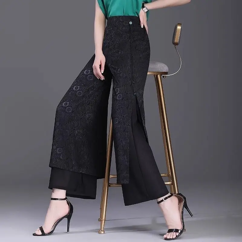 Wide-Leg Center Slit Women's Summer Lightweight High-Waist Loose Straight-Leg Pants Draping Jacquard Ice Silk Slimming Fit
Wide-Leg Center Slit Women's Summer Lightweight High-Waist Loose Straight-Leg Pants Draping Jacquard Ice Silk Slimming Fit