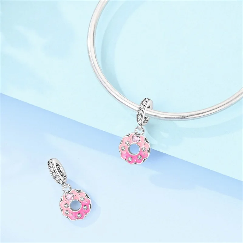 New 925 Sterling Silver Pink Donut Charms Beads Zircon Dangle Fit 3mm Classic Bracelet DIY Women Birthday Anniversary Jewelry
New 925 Sterling Silver Pink Donut Charms Beads Zircon Dangle Fit 3mm Classic Bracelet DIY Women Birthday Anniversary Jewelry