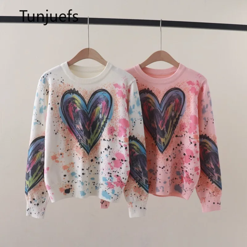 Wool Knitted Tops for Women Sweater Korean Fashion Women's Clothes Heart Print Pullover Jumper Jersey Pull Femme Autumn Winter
Wool Knitted Tops for Women Sweater Korean Fashion Women's Clothes Heart Print Pullover Jumper Jersey Pull Femme Autumn Winter