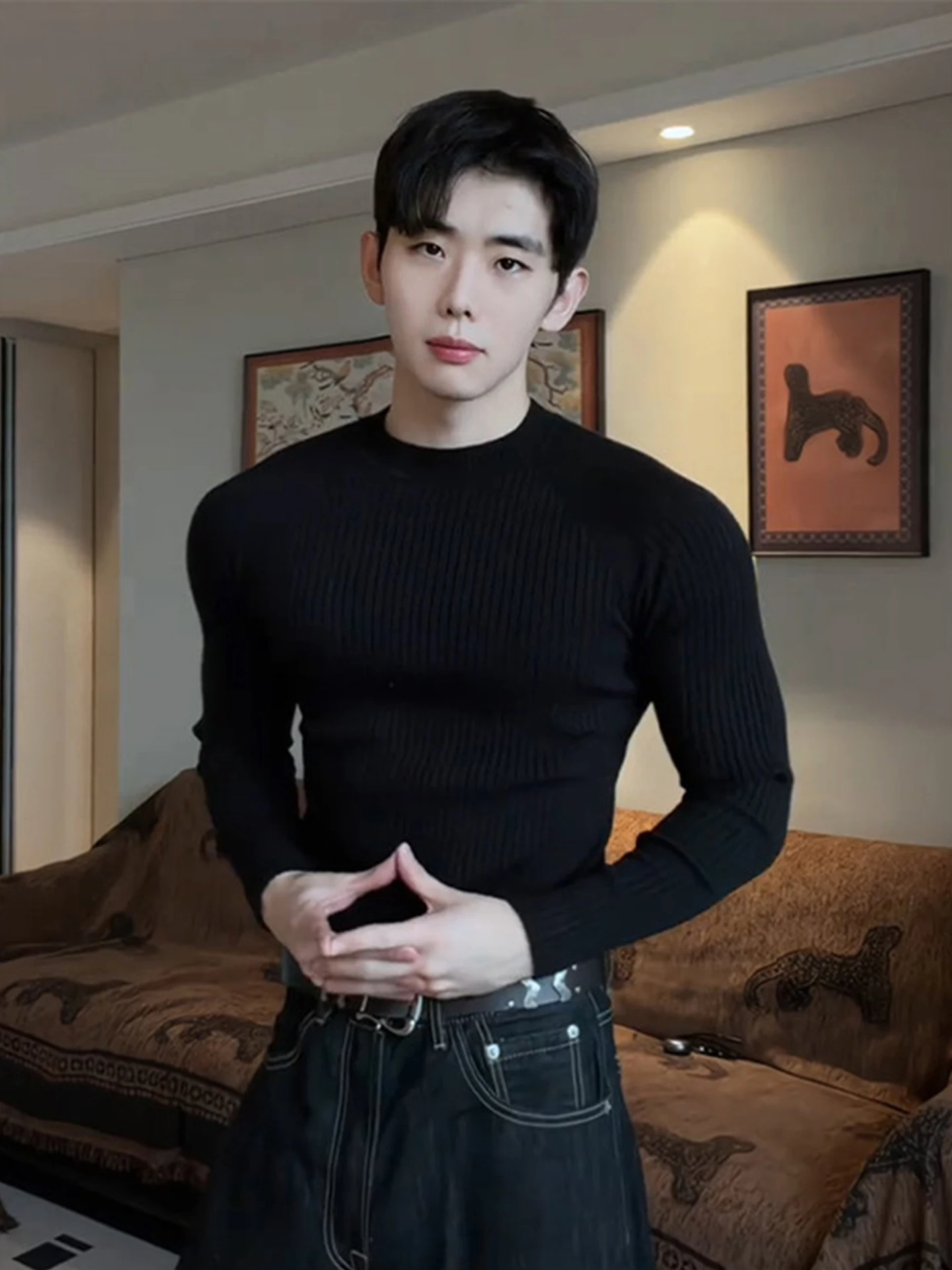 Bla Thiened f-High Collar Knitwear Men's Autumn Winter Slim Fit Casual Sle Polyester Blend Soft Comfortable Sweater
Bla Thiened f-High Collar Knitwear Men's Autumn Winter Slim Fit Casual Sle Polyester Blend Soft Comfortable Sweater