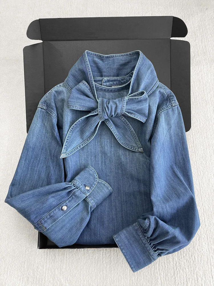 Синяя джинсовая блузка для женщин, весна 2026: Новинка, высококлассный дизайн, модный стиль, свободный крой, длинный рукав, однотонная.
Синяя джинсовая блузка для женщин, весна 2026: Новинка, высококлассный дизайн, модный стиль, свободный крой, длинный рукав, однотонная.