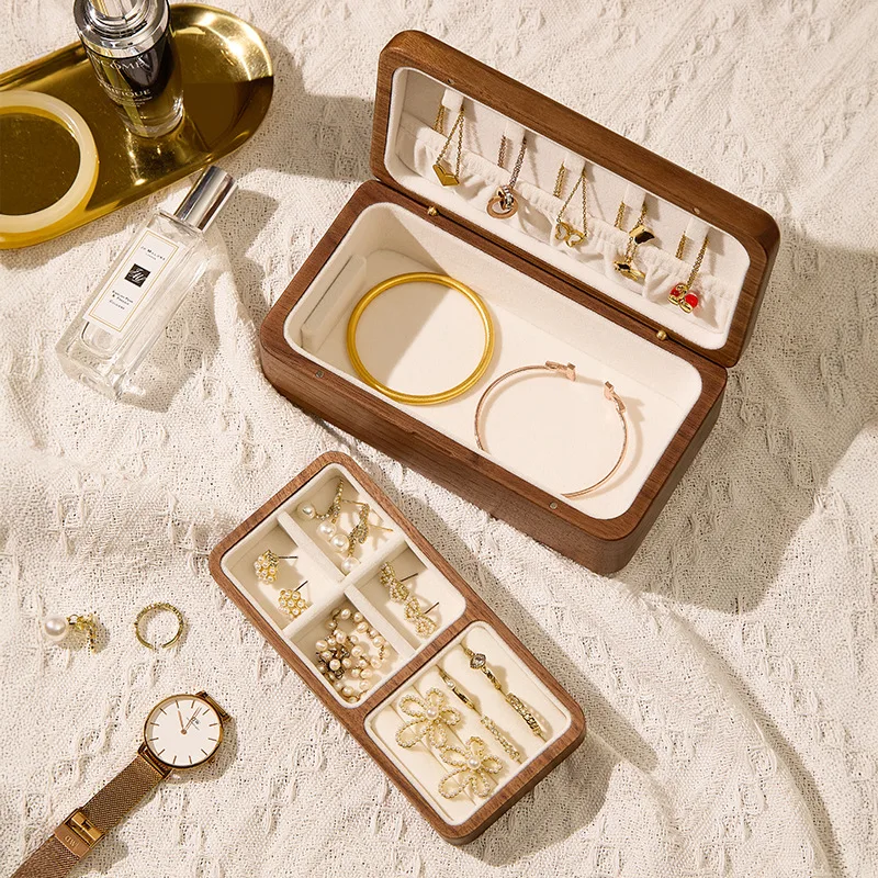 Double-layer Large-capacity New Solid Wood Desktop Storage Simple Small Portable Jewelry Case Black Walnut Jewelry Box
Double-layer Large-capacity New Solid Wood Desktop Storage Simple Small Portable Jewelry Case Black Walnut Jewelry Box