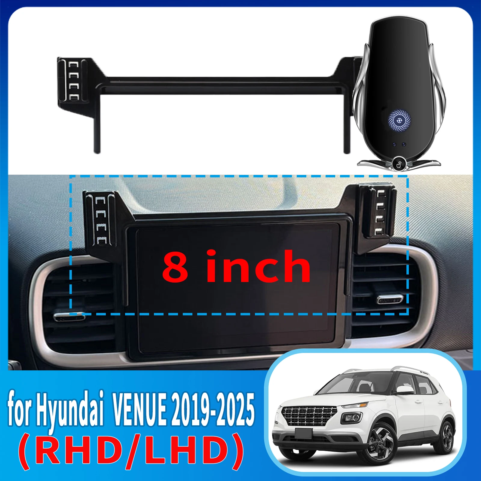 для Hyundai VENUE 2019-2025 (8 дюймов) Противовибрационная подставка-держатель для телефона с креплением на экран Специализированный автомобиль аксессуары
для Hyundai VENUE 2019-2025 (8 дюймов) Противовибрационная подставка-держатель для телефона с креплением на экран Специализированный автомобиль аксессуары