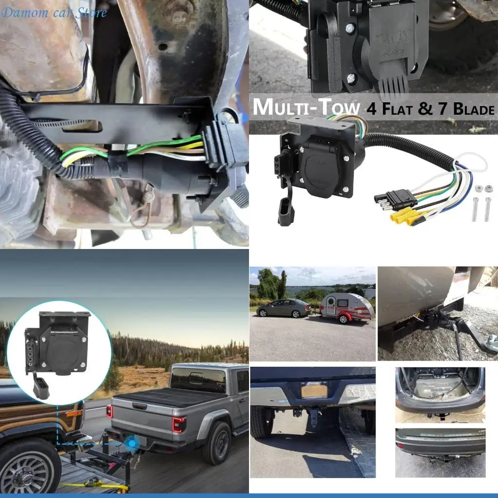 A2UC 4 Pin to 7 Pin Trailer Light Wiring Harness Adapter Converter Set for Car Towing
A2UC 4 Pin to 7 Pin Trailer Light Wiring Harness Adapter Converter Set for Car Towing