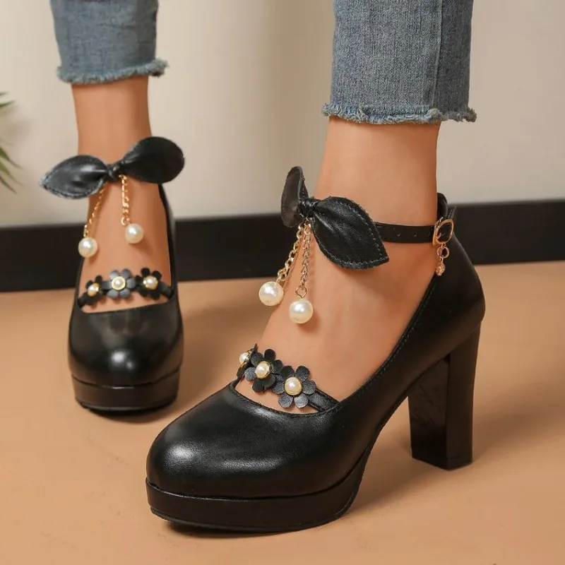 Size 36-42 Women's Block Heel Pumps Floral & Pearl Tassel Bow Ankle Strap Ladies Kawaii Shoes
Size 36-42 Women's Block Heel Pumps Floral & Pearl Tassel Bow Ankle Strap Ladies Kawaii Shoes