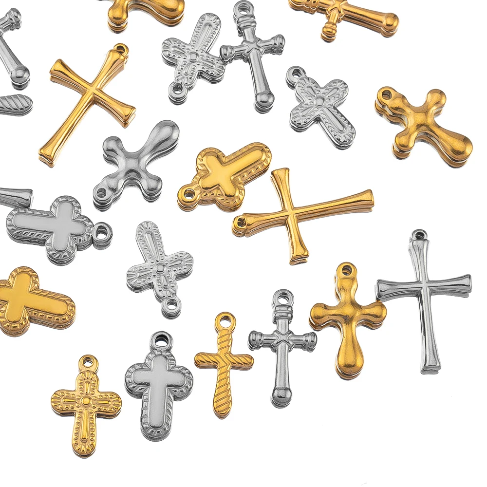 5pcs Stainless Steel Gold Color Steel Color Waves Dots Cross Pendant for Necklace Bracelet Jewelry Making DIY Accessory Supplies
5pcs Stainless Steel Gold Color Steel Color Waves Dots Cross Pendant for Necklace Bracelet Jewelry Making DIY Accessory Supplies