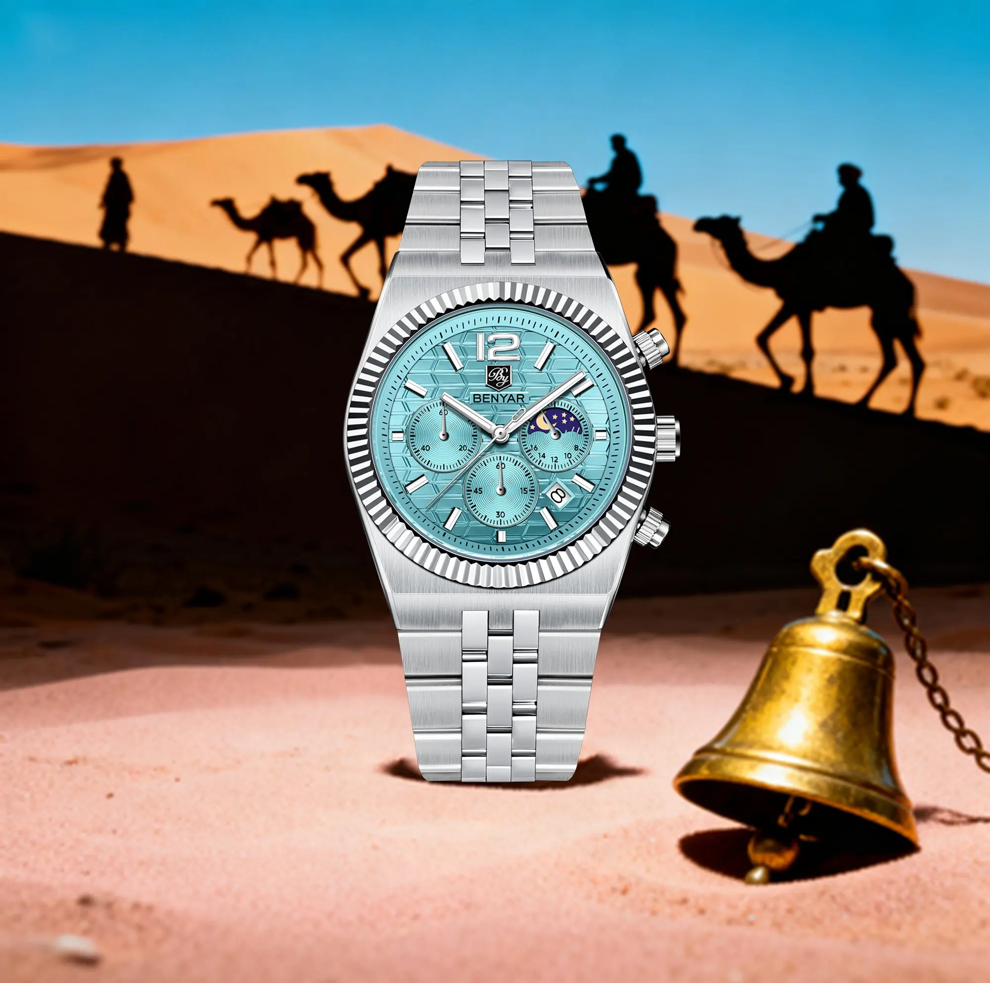 BENYAR 2026, новые мужские кварцевые часы, индивидуальный модный повседневный тренд, маленький трехконтактный водонепроницаемый светящийся хронограф с фазой Луны
BENYAR 2026, новые мужские кварцевые часы, индивидуальный модный повседневный тренд, маленький трехконтактный водонепроницаемый светящийся хронограф с фазой Луны