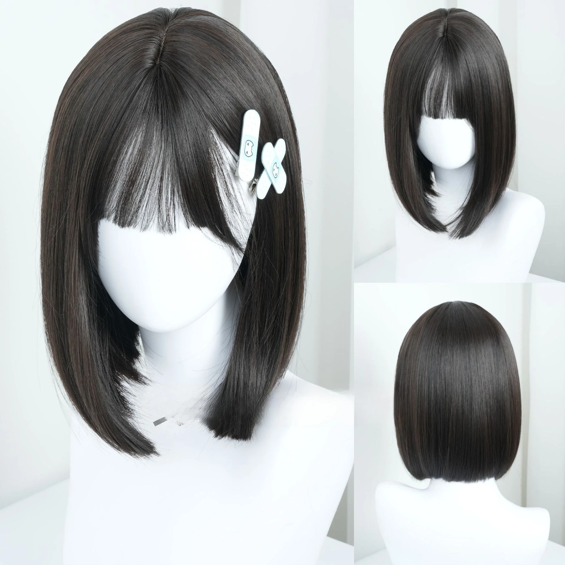 Wig girl Qi bangs short hair natural and realistic student head cut across bobo head short hair whole wig full headgear
Wig girl Qi bangs short hair natural and realistic student head cut across bobo head short hair whole wig full headgear