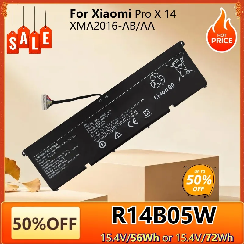R14B05W Laptop Battery for Xiaomi 14" Mi Pro X 14 XMA2016-AB XMA2016-AA Series 41CP6/63/62 1007664-733719-1 15.4V 56Wh or 72Wh
R14B05W Laptop Battery for Xiaomi 14" Mi Pro X 14 XMA2016-AB XMA2016-AA Series 41CP6/63/62 1007664-733719-1 15.4V 56Wh or 72Wh