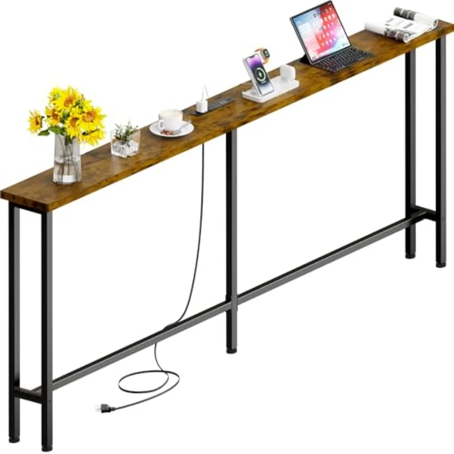 63" Narrow Console Sofa Table with Built-in Power Strip 2 AC Outlets and 2 USB Ports 4.9ft Power Cord Metal Frame Easy Assembly
63" Narrow Console Sofa Table with Built-in Power Strip 2 AC Outlets and 2 USB Ports 4.9ft Power Cord Metal Frame Easy Assembly