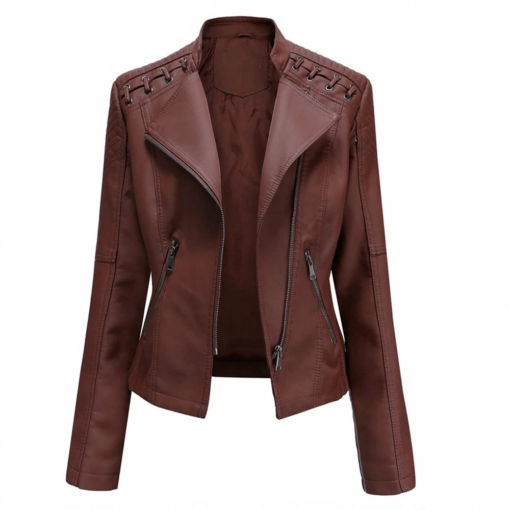 Women's Slim-fit Short Leather Jacket European Size Spring Autumn New Style Thin Women's Bike Clothes
Women's Slim-fit Short Leather Jacket European Size Spring Autumn New Style Thin Women's Bike Clothes