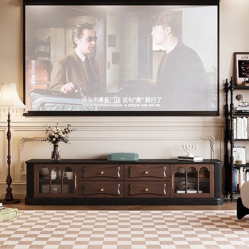 French retro solid wood TV cabinet black American small apartment living room home storage locker Internet celebrity cabinet fur
French retro solid wood TV cabinet black American small apartment living room home storage locker Internet celebrity cabinet fur