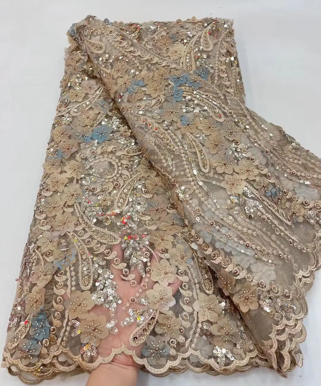 African Lace Fabric J-1202864 Embroidery Mesh Tulle Lace With sequins and beads High Quality French Net Lace Fabric For Sewing
African Lace Fabric J-1202864 Embroidery Mesh Tulle Lace With sequins and beads High Quality French Net Lace Fabric For Sewing