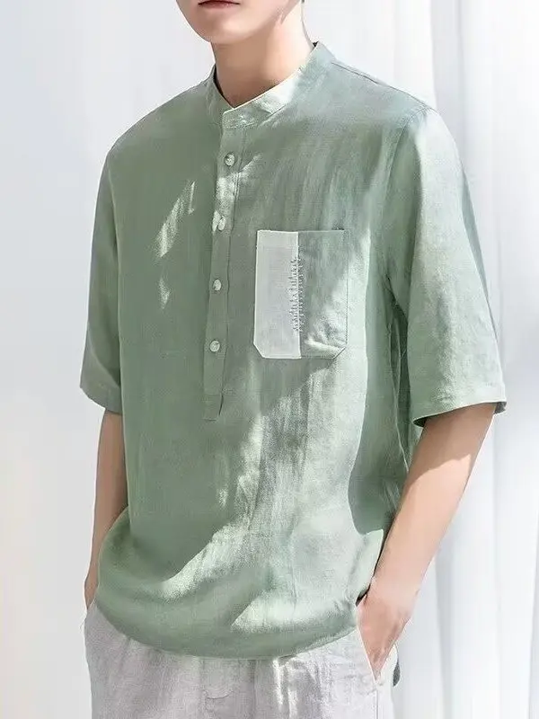 Летний легкий дышащий хлопок и лен, свободный повседневный мужской воротник-стойка f Sve, модный модный тонкий утюг
Летний легкий дышащий хлопок и лен, свободный повседневный мужской воротник-стойка f Sve, модный модный тонкий утюг