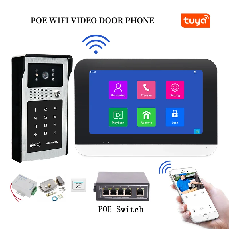 Tuya Smart WIFI IP Video Intercom Electric Lock Access Building Door Phone System With Poe Switch Password RFID Doorbell Camera
Tuya Smart WIFI IP Video Intercom Electric Lock Access Building Door Phone System With Poe Switch Password RFID Doorbell Camera