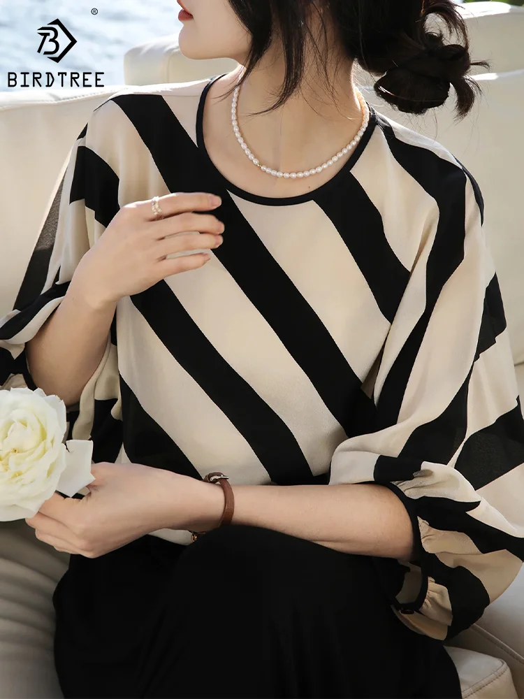 O-Neck Long Sleeve Striped,100%Mulberry Silk Shirt for Women,Elegant Fashion Blouses,2024 Spring Summer New Tops,T41040QM
O-Neck Long Sleeve Striped,100%Mulberry Silk Shirt for Women,Elegant Fashion Blouses,2024 Spring Summer New Tops,T41040QM