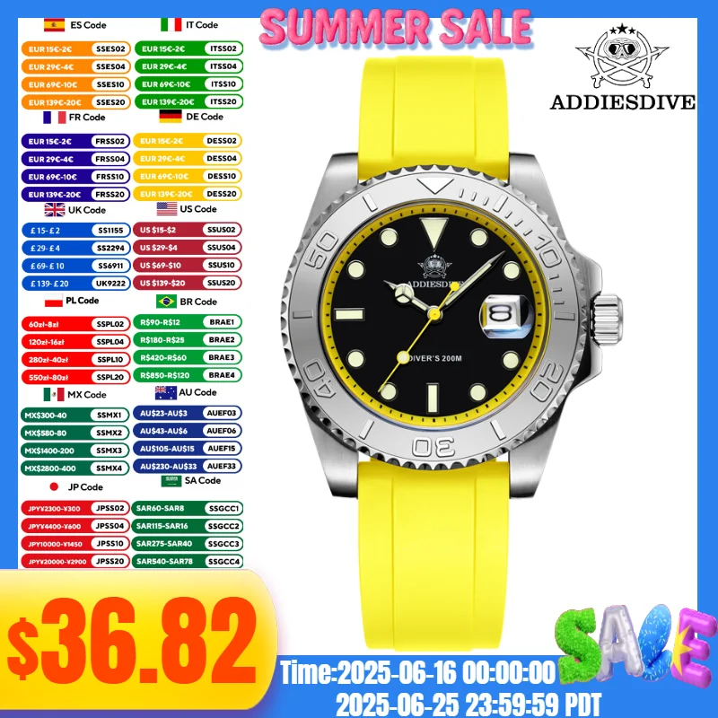 ADDIESDIVE AD2040 TOP Brand Men Watch Calendar Display Luminous 20Bar Diver Quartz Rubber Silicone Quartz Watch Reloj Hombre
ADDIESDIVE AD2040 TOP Brand Men Watch Calendar Display Luminous 20Bar Diver Quartz Rubber Silicone Quartz Watch Reloj Hombre