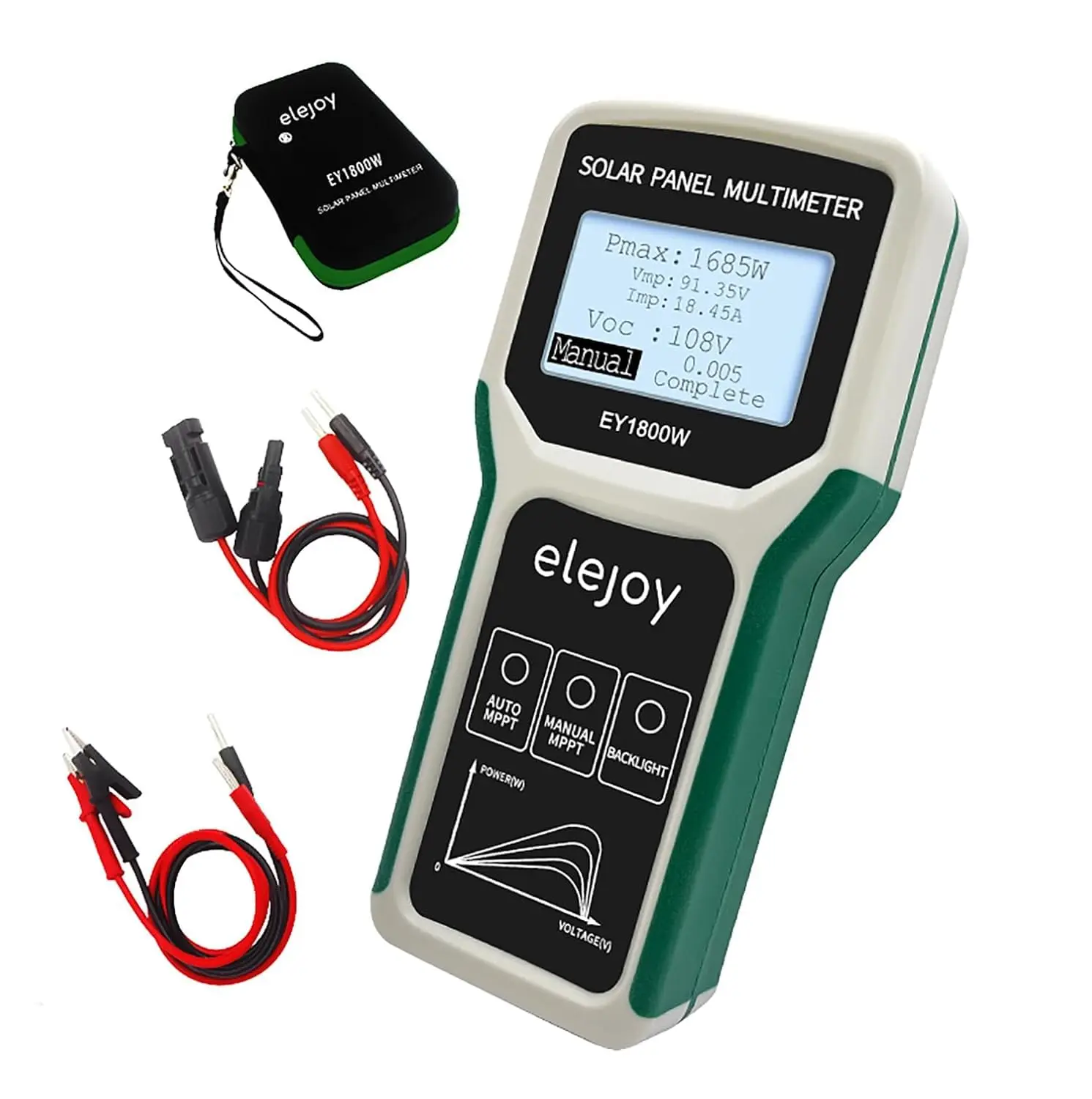 EY-1800W Solar Panel Tester MPPT Photovoltaic Panel Multimeter, Upgraded Measuring Range (5~1800W, 20~120V, 0~60A)
EY-1800W Solar Panel Tester MPPT Photovoltaic Panel Multimeter, Upgraded Measuring Range (5~1800W, 20~120V, 0~60A)