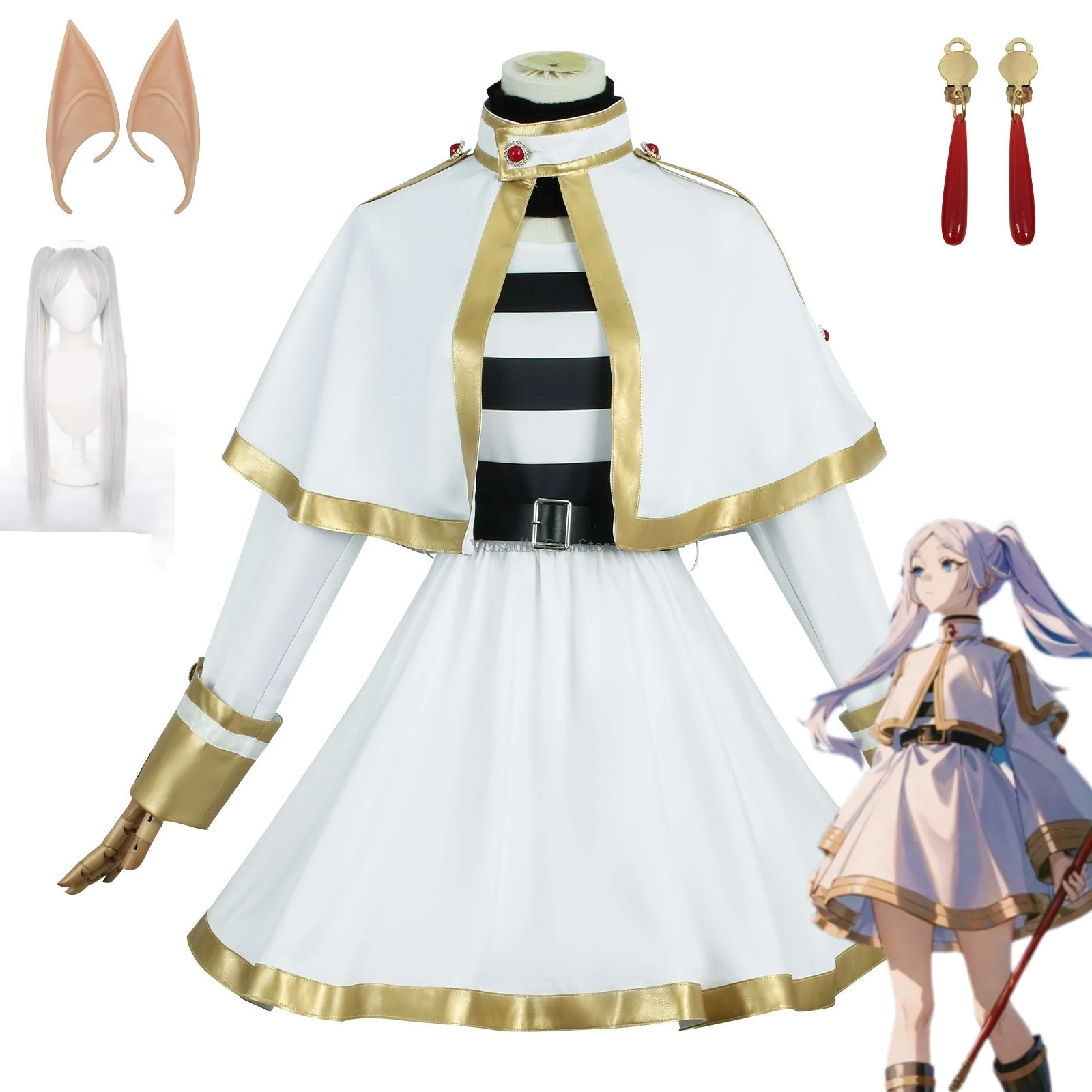 Sousou No Frieren Cosplay Costume Wig Shoes Anime Magician Dress Elf Ear Halloween Costume For Women Girls Adult Kids
Sousou No Frieren Cosplay Costume Wig Shoes Anime Magician Dress Elf Ear Halloween Costume For Women Girls Adult Kids
