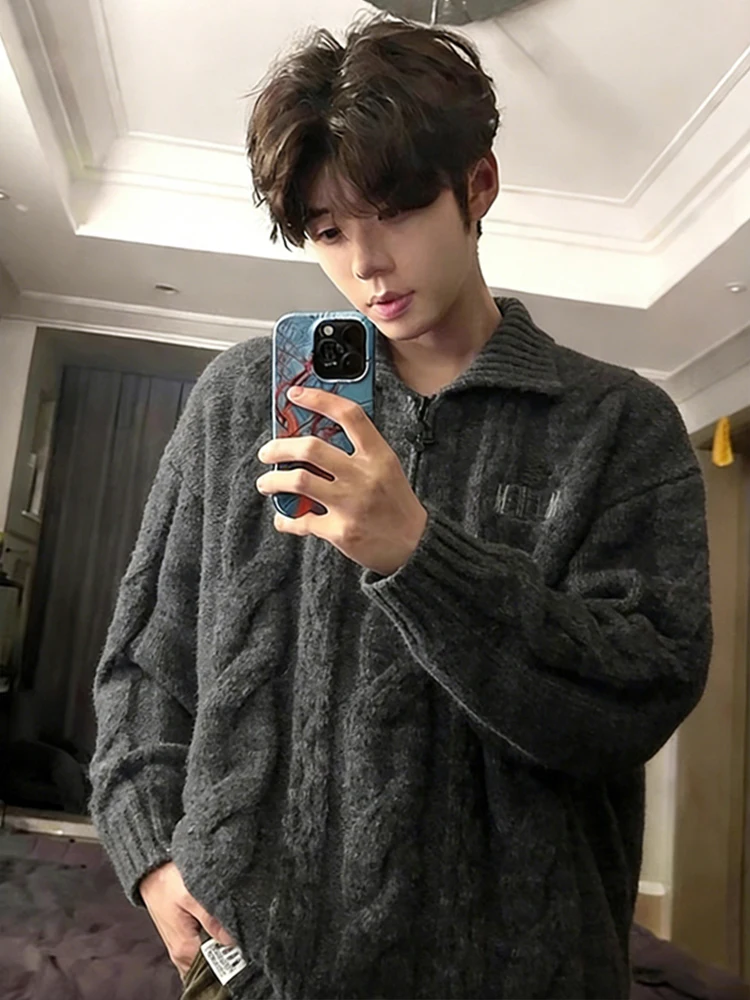 Мужской вязаный свитер с воротником-молнией, осень-зима, американский ретро-трикотаж, тяжелое пальто из пряжи для пар, свободный крой, вышивка...
Мужской вязаный свитер с воротником-молнией, осень-зима, американский ретро-трикотаж, тяжелое пальто из пряжи для пар, свободный крой, вышивка...