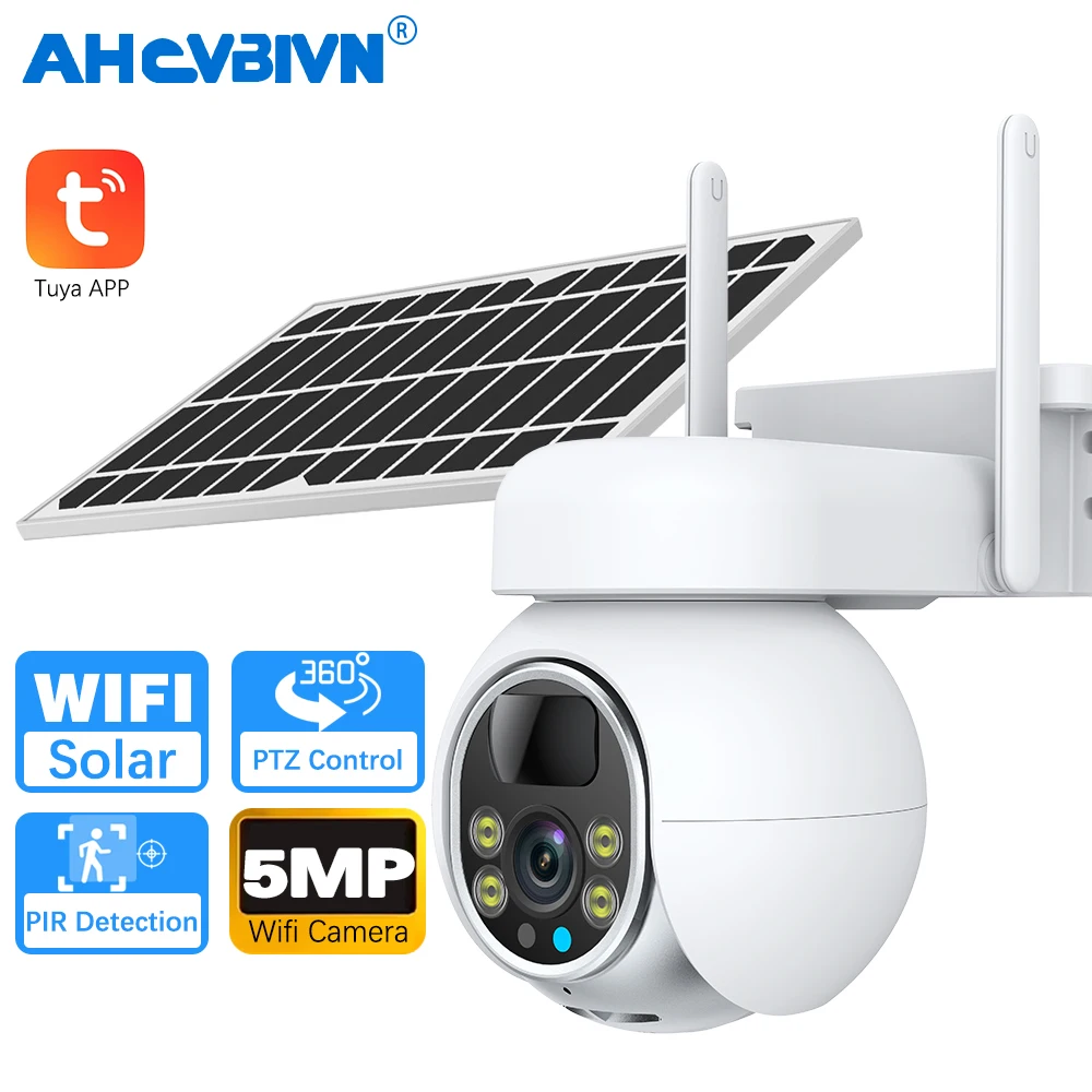 Tuya Smart 5MP Battery Solar Powered WiFi Wireless PTZ Outdoor PIR Human Detection Patrol PIR Security Surveillance FHD Camera
Tuya Smart 5MP Battery Solar Powered WiFi Wireless PTZ Outdoor PIR Human Detection Patrol PIR Security Surveillance FHD Camera