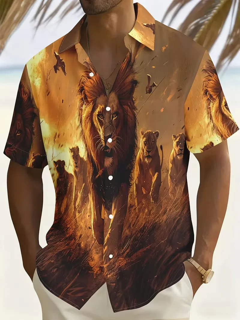 Men's Hawaiian Shirt Majestic Lion Pride Safari Print Short Sleeve Button Down Aloha Shirt For Summer Beach Vacation Casual Wear
Men's Hawaiian Shirt Majestic Lion Pride Safari Print Short Sleeve Button Down Aloha Shirt For Summer Beach Vacation Casual Wear