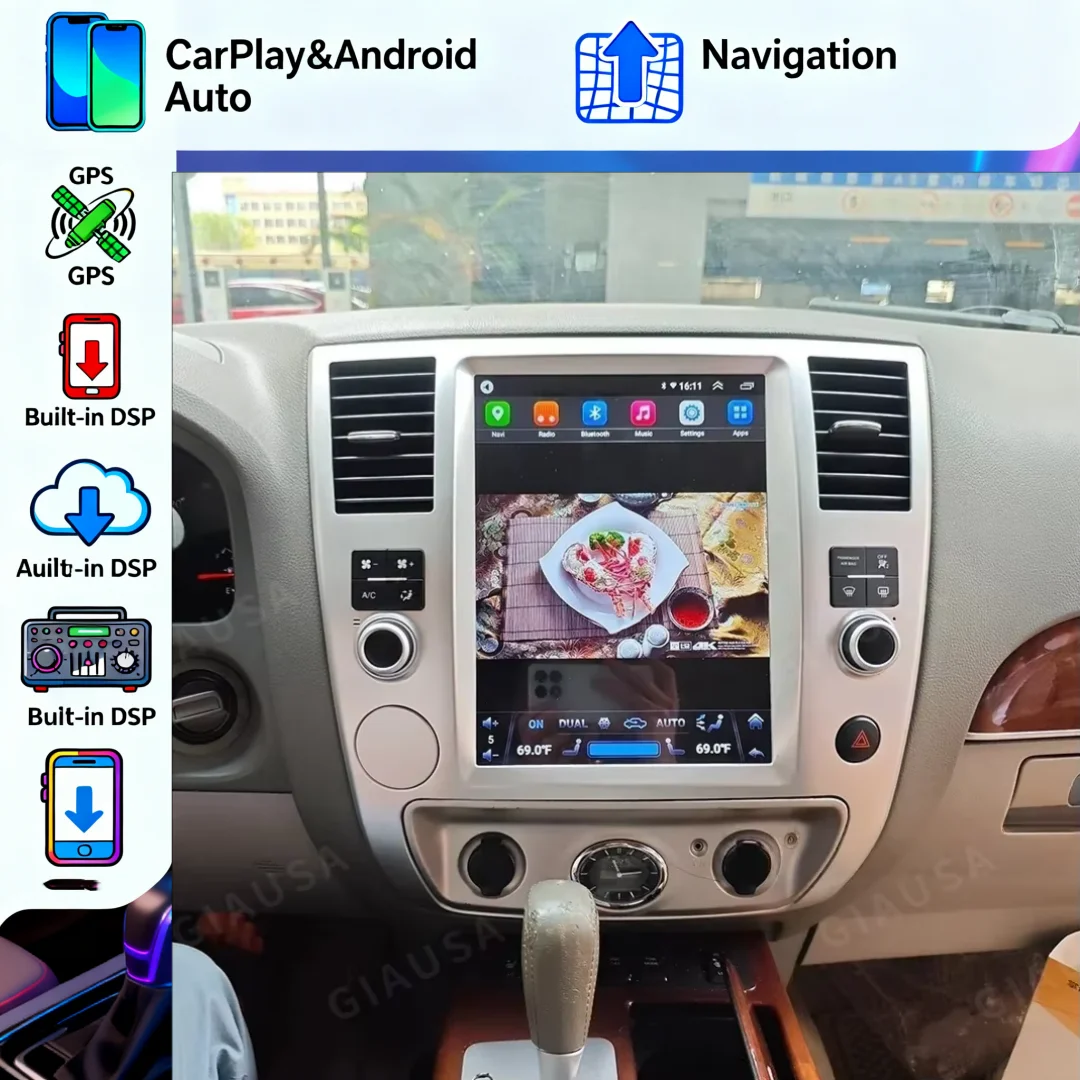 Для Infiniti QX56, для Nissan Armada 2004-2010: автомагнитола с CarPlay, Android 13, GPS-навигацией и мультимедийным плеером (головное устройство)
Для Infiniti QX56, для Nissan Armada 2004-2010: автомагнитола с CarPlay, Android 13, GPS-навигацией и мультимедийным плеером (головное устройство)