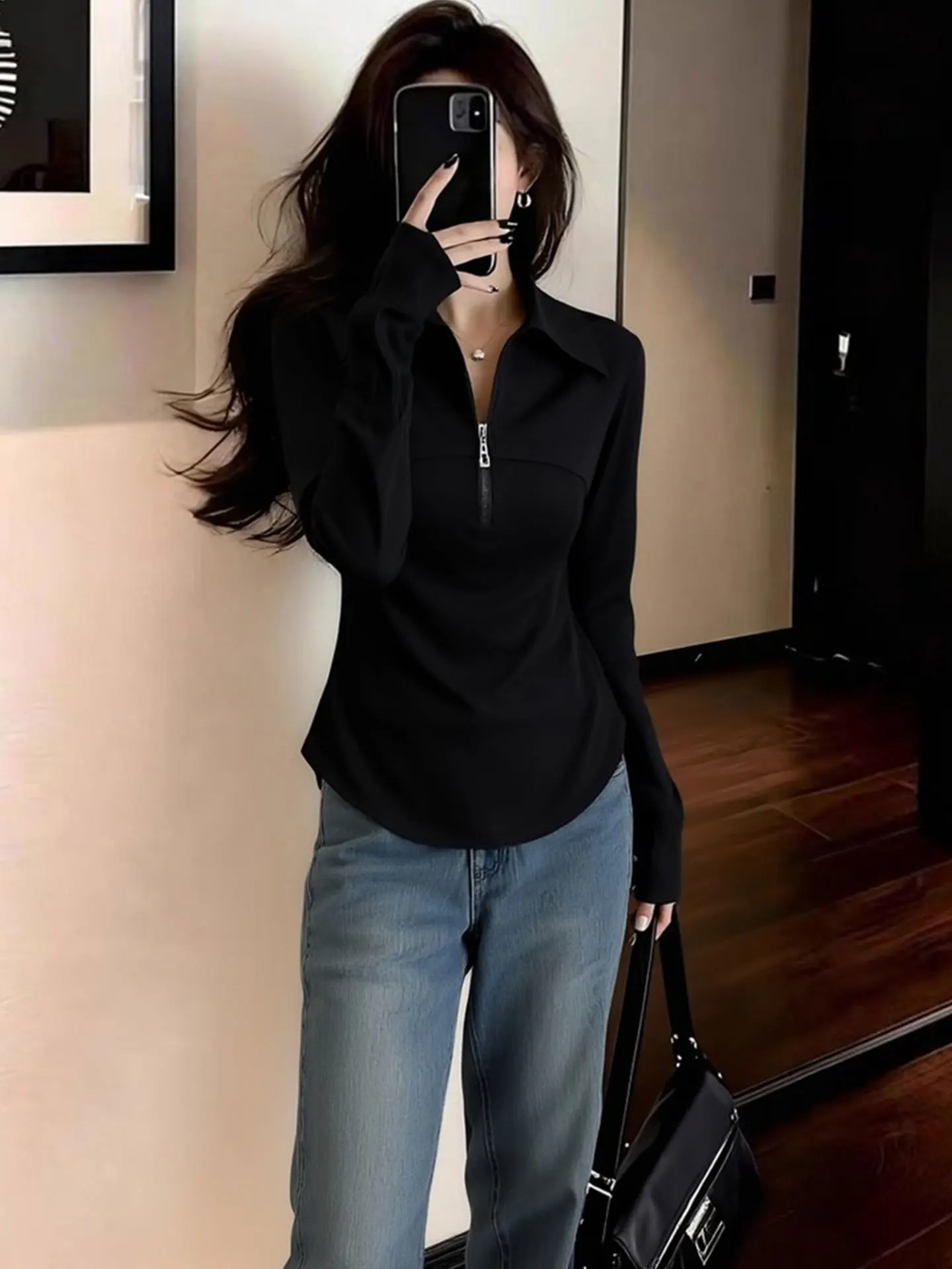 Приталенная футболка с длинным рукавом, однотонная, на молнии, базовая, весна 2026, для повседневной носки, корейская версия, шерстяной топ
Приталенная футболка с длинным рукавом, однотонная, на молнии, базовая, весна 2026, для повседневной носки, корейская версия, шерстяной топ