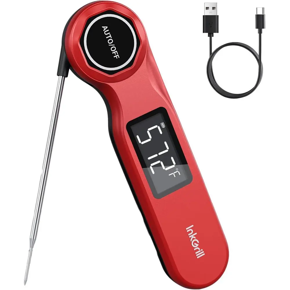 Перезаряжаемый термометр для мяса с мгновенным считыванием показаний, ±0.5 ° Цифровой термометр для продуктов F Accuracy, водонепроницаемый кухонный термометр для гриля
Перезаряжаемый термометр для мяса с мгновенным считыванием показаний, ±0.5 ° Цифровой термометр для продуктов F Accuracy, водонепроницаемый кухонный термометр для гриля