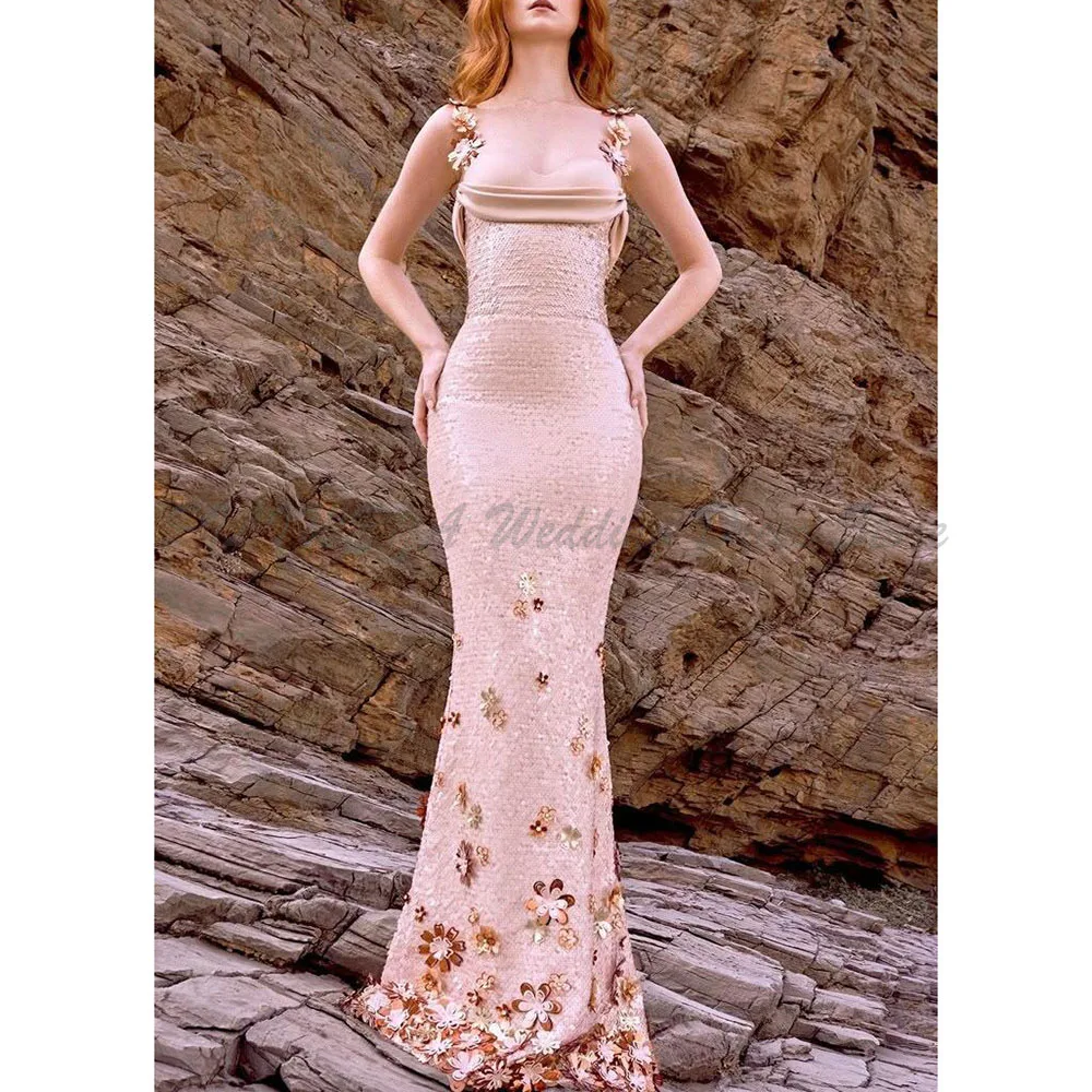 Exquisite Spaghetti Strap Prom Dresses Women Sleeveless Floor Length Mermaid Flowers Sequins High Quality Banquet Female Gowns
Exquisite Spaghetti Strap Prom Dresses Women Sleeveless Floor Length Mermaid Flowers Sequins High Quality Banquet Female Gowns